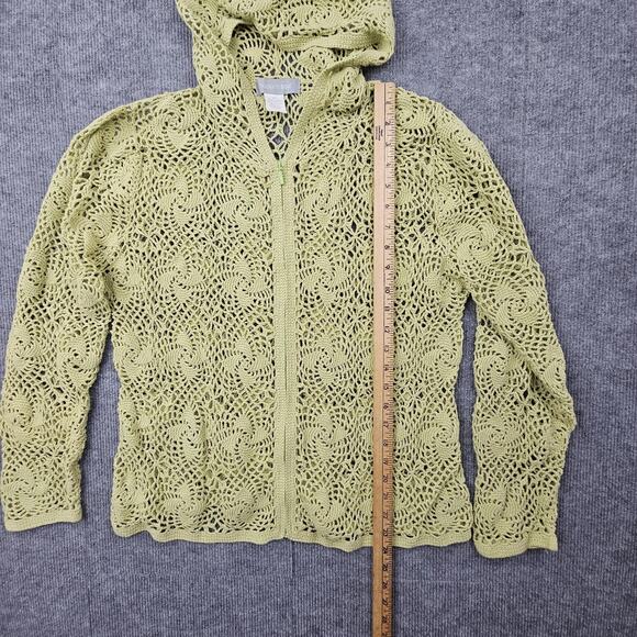 Vintage Modern Soul Hoodie Womens 1X Linen Green Crochet Boho Y2K Preppy Beachy - Picture 3 of 5